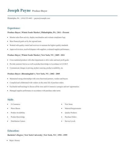 Produce Buyer Resume