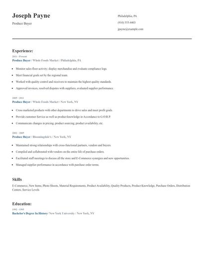 Produce Buyer Resume