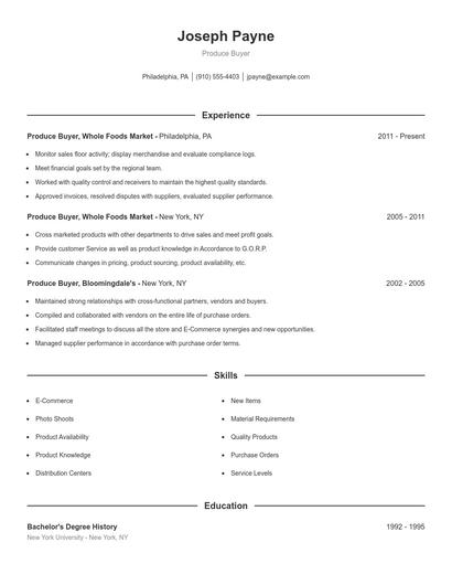 Produce Buyer Resume