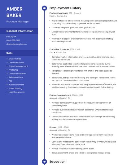 Produce Manager Resume