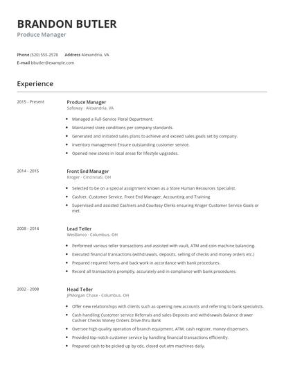 Produce Manager Resume