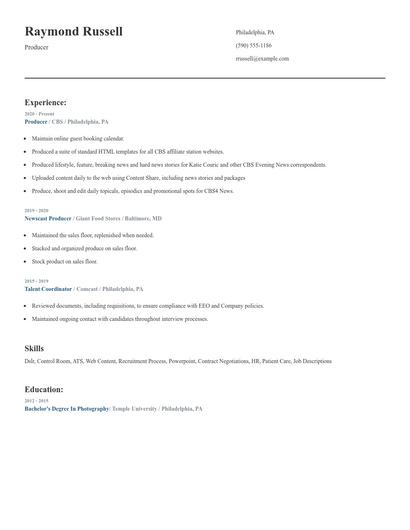 Producer Resume