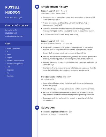 Product Analyst Resume