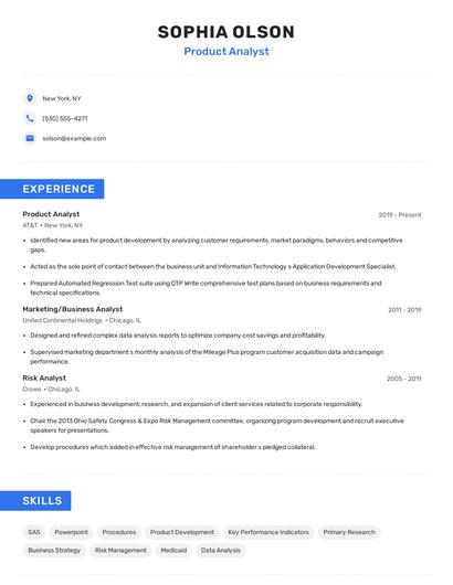 Product Analyst Resume