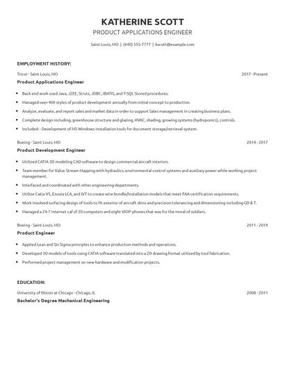 Product Applications Engineer Resume