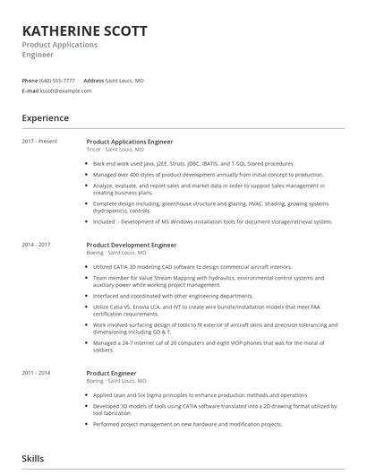Product Applications Engineer Resume
