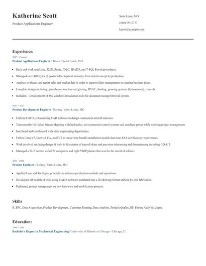 Product Applications Engineer Resume