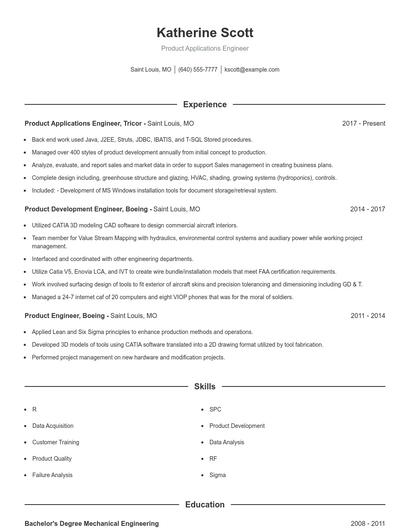Product Applications Engineer Resume