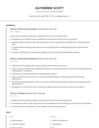 Product Applications Engineer Resume