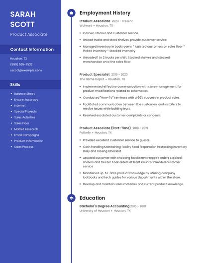 Product Associate Resume