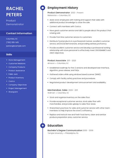 Product Demonstrator Resume