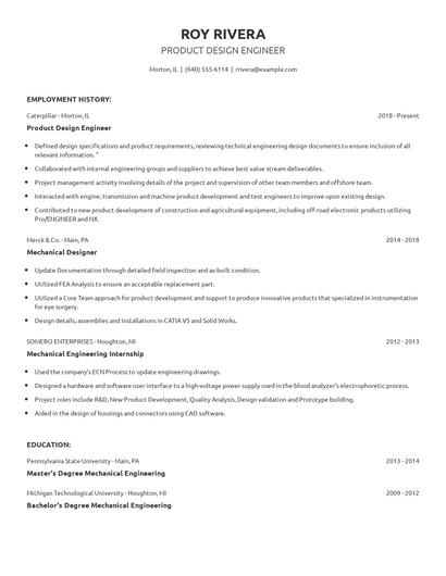 Product Design Engineer Resume