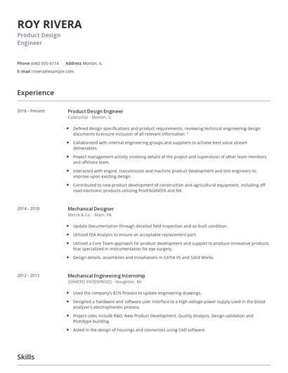 Product Design Engineer Resume