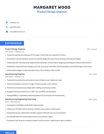 Product Design Engineer Resume
