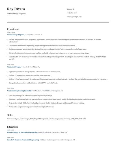 Product Design Engineer Resume
