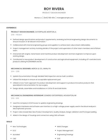 Product Design Engineer Resume