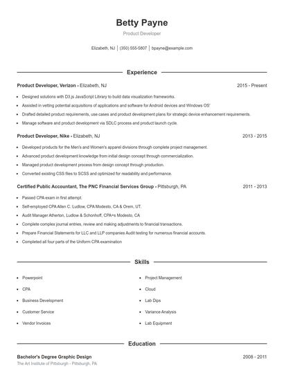 Resume example 1