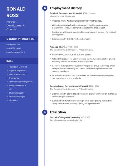 Product Development Chemist Resume