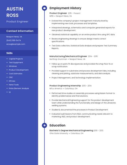 Product Engineer Resume