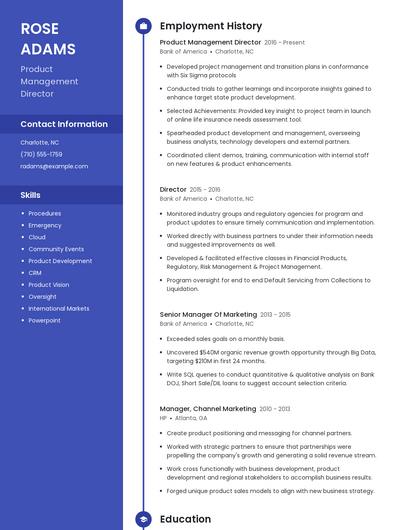Product Management Director Resume