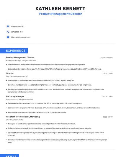 Product Management Director Resume