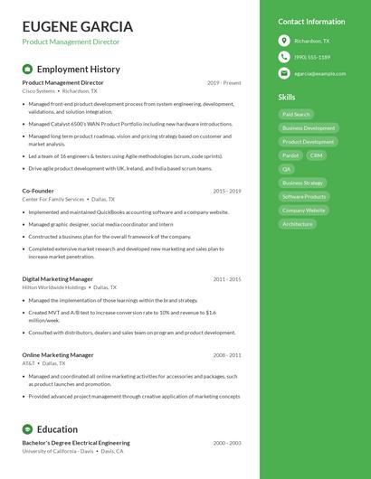 Product Management Director Resume