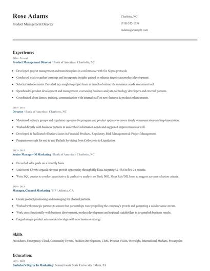 Product Management Director Resume