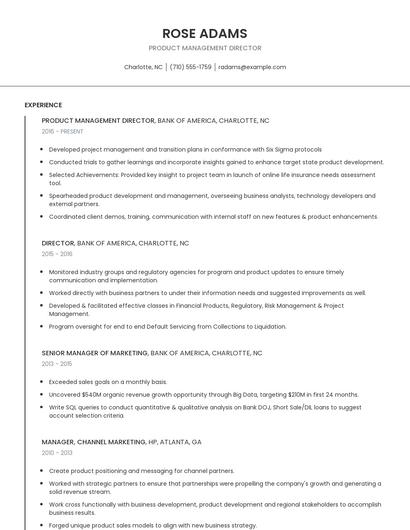 Product Management Director Resume