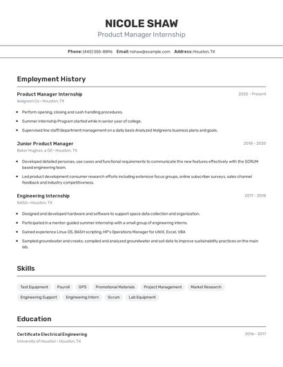 Resume example 2