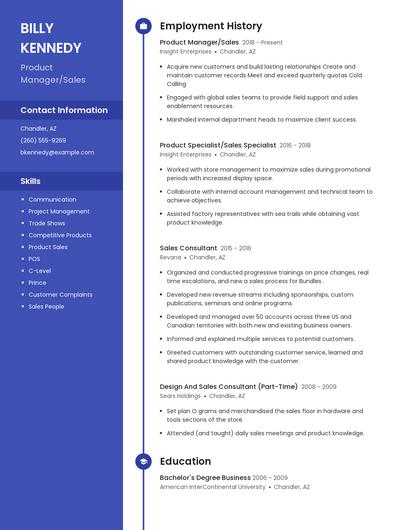 Product Manager/Sales Resume