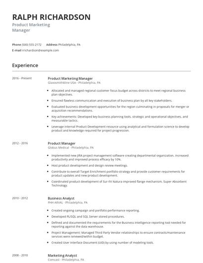 Product Marketing Manager Resume