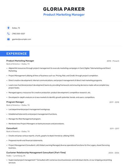 Product Marketing Manager Resume