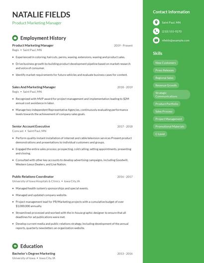 Product Marketing Manager Resume