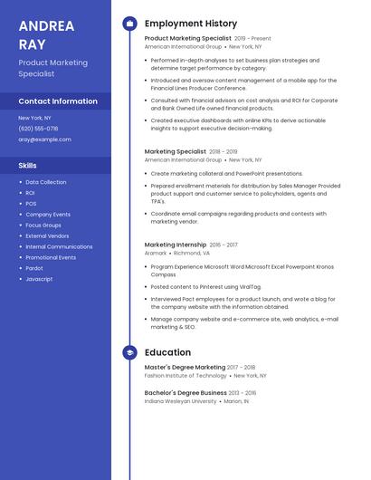 Product Marketing Specialist Resume