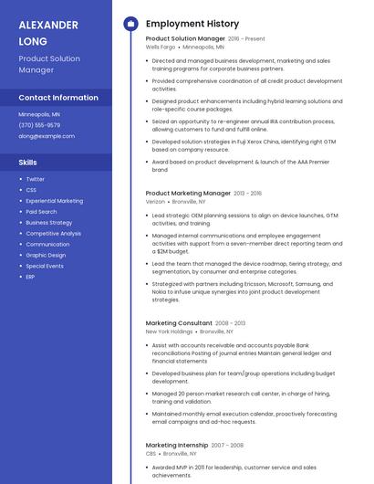 Product Solution Manager Resume