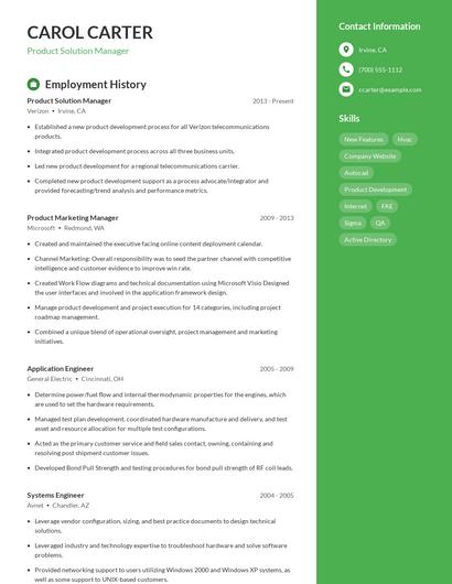 Product Solution Manager Resume