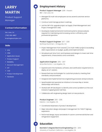 Product Support Manager Resume