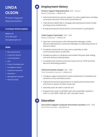 Product Support Representative Resume