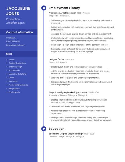 Production Artist/Designer Resume