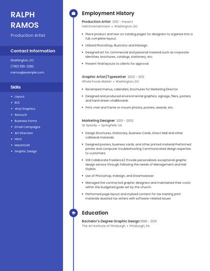 Production Artist Resume