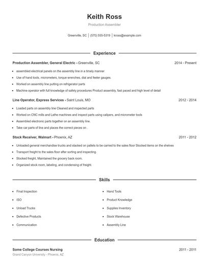Resume example 1