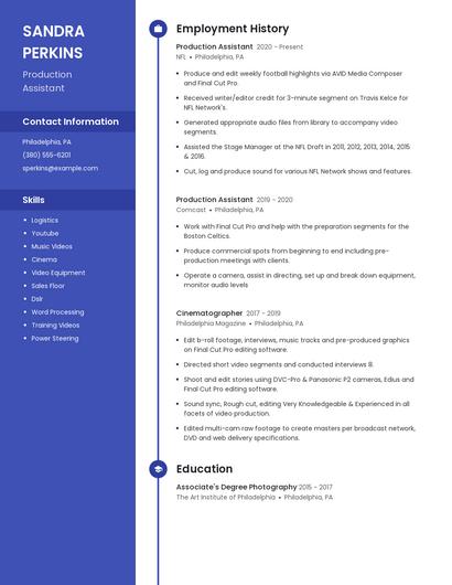 Production Assistant Resume