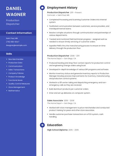Production Dispatcher Resume