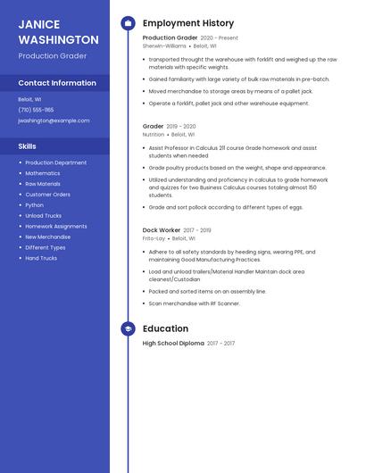 Production Grader Resume