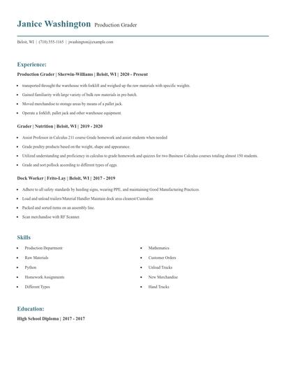 Production Grader Resume