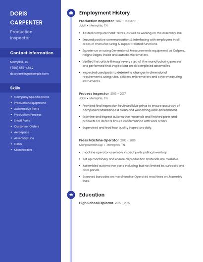 Production Inspector Resume