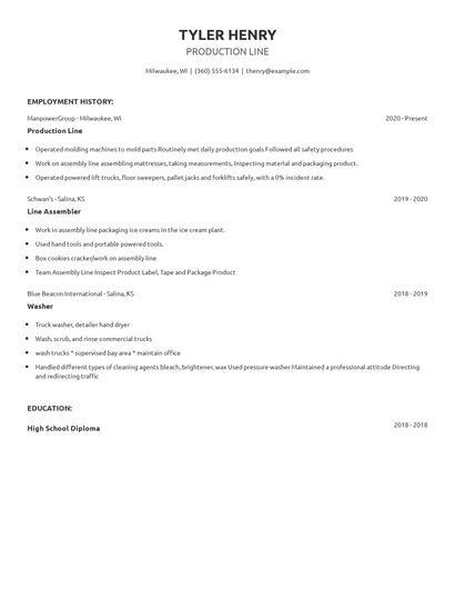 Production Line Resume