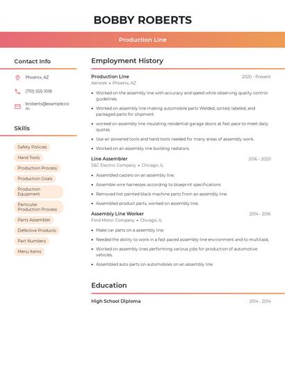 Production Line Resume