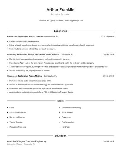 Resume example 1