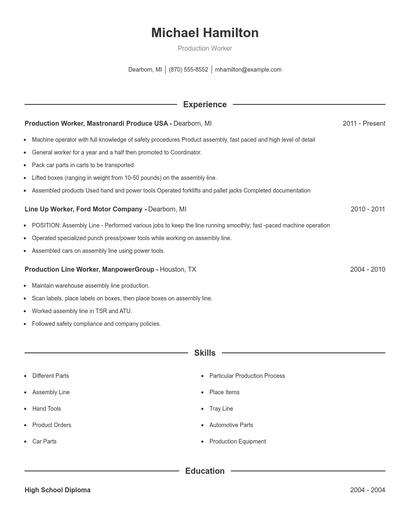 Resume example 1